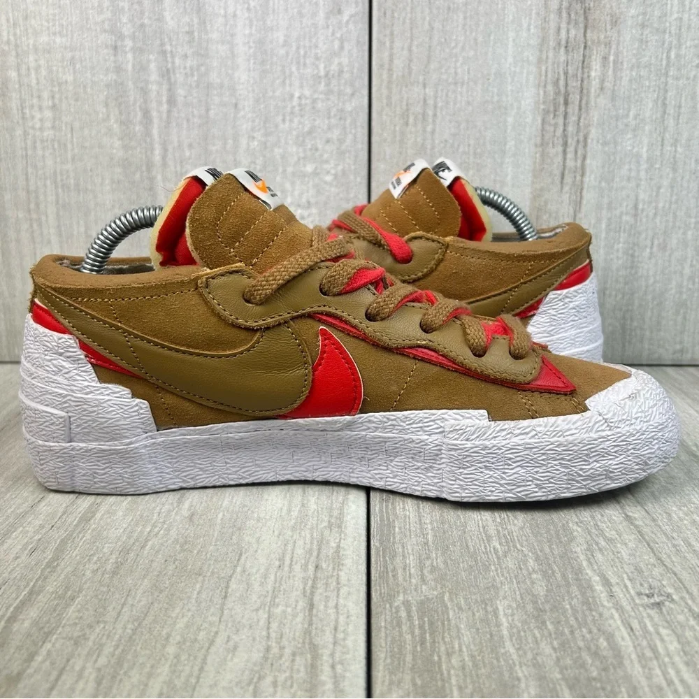 Nike Sacai Blazer Low British Tan Sneakers Casual Shoes Men’s Size 7 Womens 8.5 - Picture 4 of 11